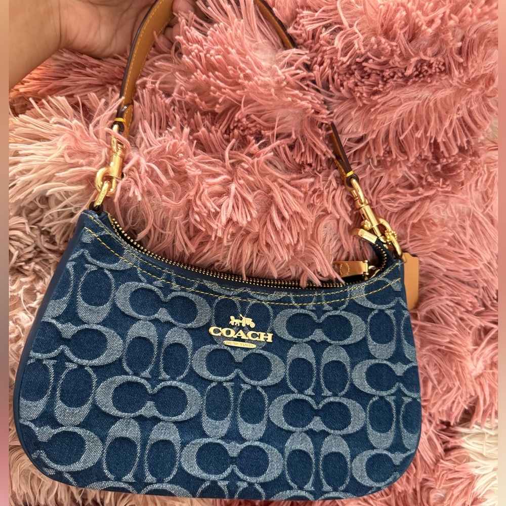Coach Blue Signature Denim Shoulder Bag